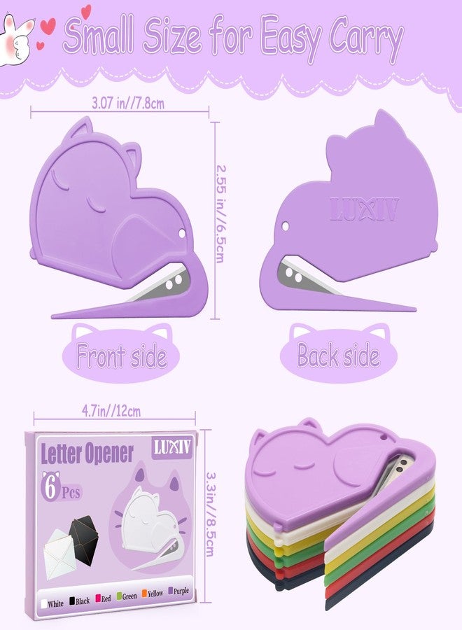 Luxiv 6 Pack Letter Opener Envelope Slitter Cat Shape, Luxiv Envelope Opener Slitter for Women, Men Mail Opener Tool Mini Safe Letter Opener Package Opener for Office, Home - Image 4