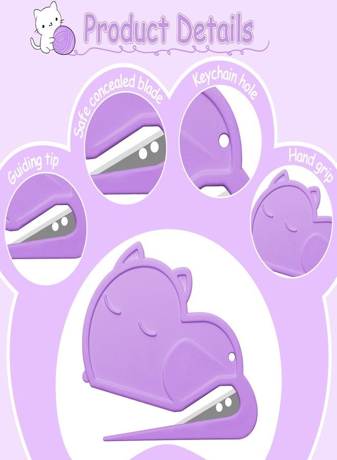 Luxiv 6 Pack Letter Opener Envelope Slitter Cat Shape, Luxiv Envelope Opener Slitter for Women, Men Mail Opener Tool Mini Safe Letter Opener Package Opener for Office, Home - Image 2