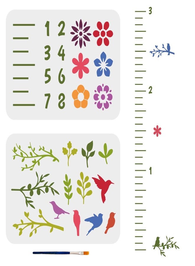 MAYJOYDIY 2pcs Height Chart Ruler Wall Stencils Flower Stencils for Painting 11.7×8.3 inches Reusable Stencils PET DIY Drawing Templates for Arts Crafts Wall Home Decor - Image 1