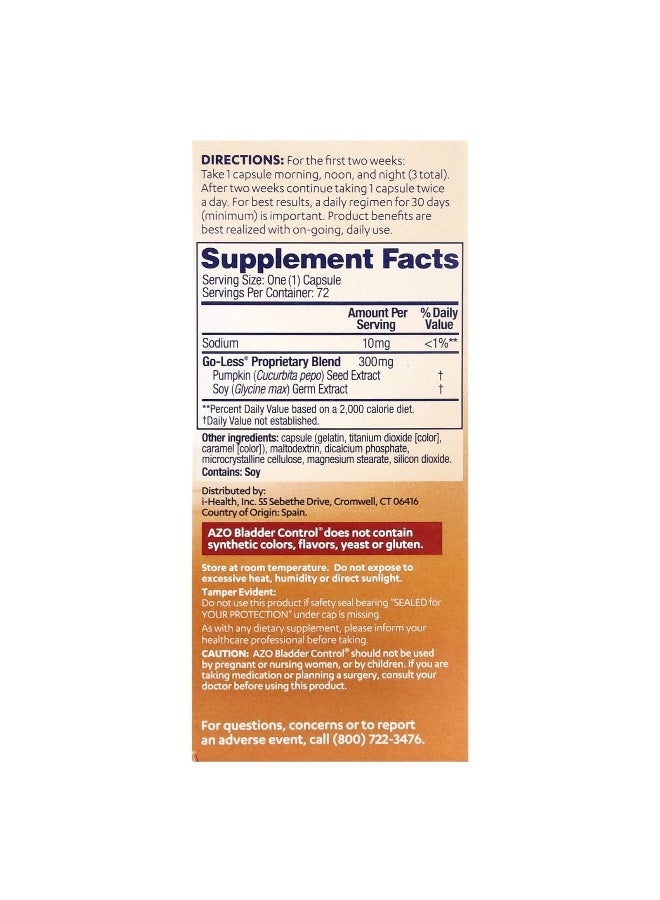 AZO AZO, Bladder Control® With Go-Less®, 72 Capsules - Image 2