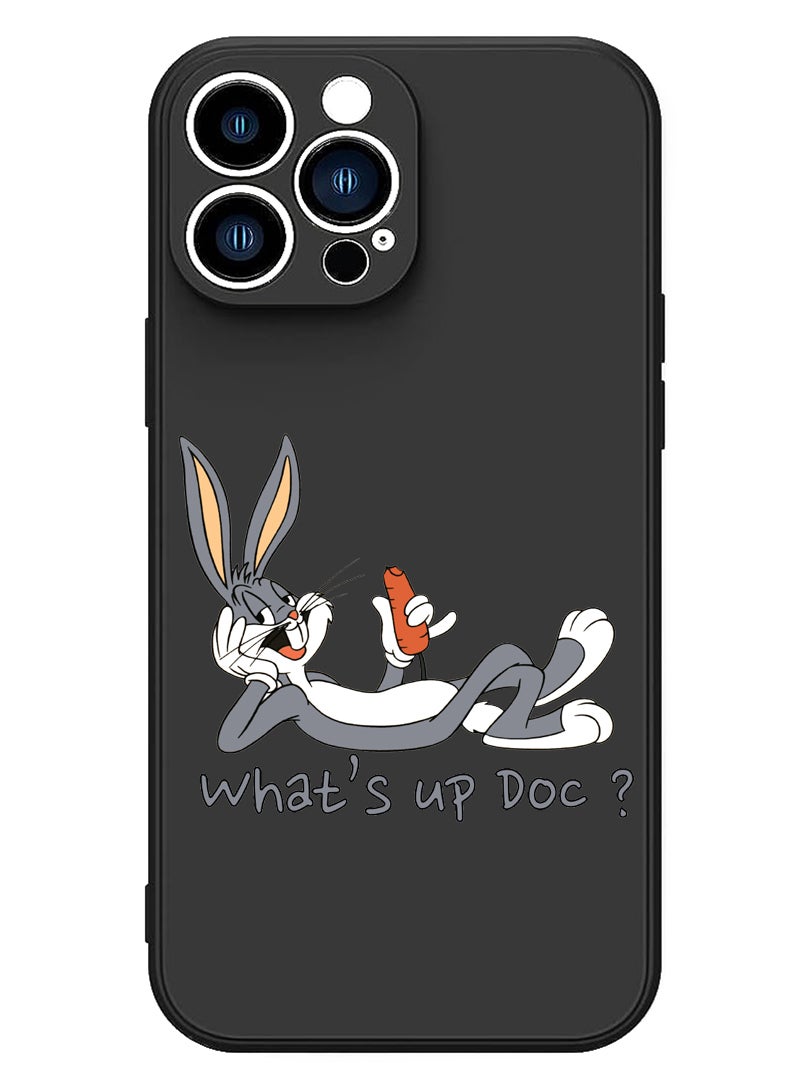 Theodor Protective Slim Fit Case Liquid Silicone Cover with Full Body Protection Anti-Scratch Shockproof Case For iPhone 15 Pro Black - Whats up Doc - Image 1