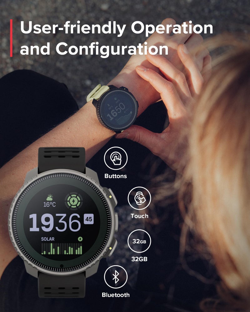 Suunto ساعة SUUNTO العمودية الشمسية الرياضية مع GPS، ساعة جري ببطارية تدوم 60 يومًا، ساعة ذكية متعددة الرياضات مع شاشة تعمل باللمس، دعم متقدم لصحة القلب والتعافي، نظام تحديد المواقع العالمي المزدوج، خريطة عالمية غير متصلة، لون التيتانيوم الأسود - Image 5