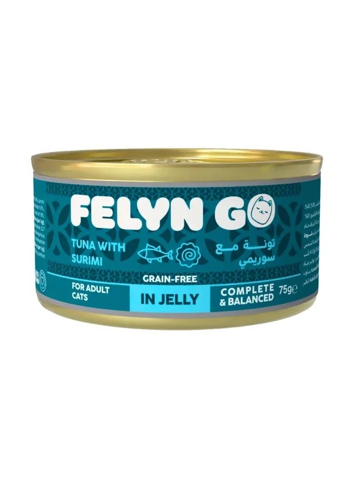 Felyn GO Cat Wet Food Tuna With Surimi In Jelly For Adult Cats- 6x75g - Grain-Free Cat Food - Image 2