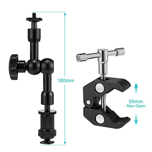 WANBY 7' Articulating Magic Friction Arm & Large Adjustable Super Clamp Pliers Clip with 1/4" and 3/8" Thread for DSLR Camera Rig, LCD Monitor, LED Flash Lights (7'Arm) - Image 5