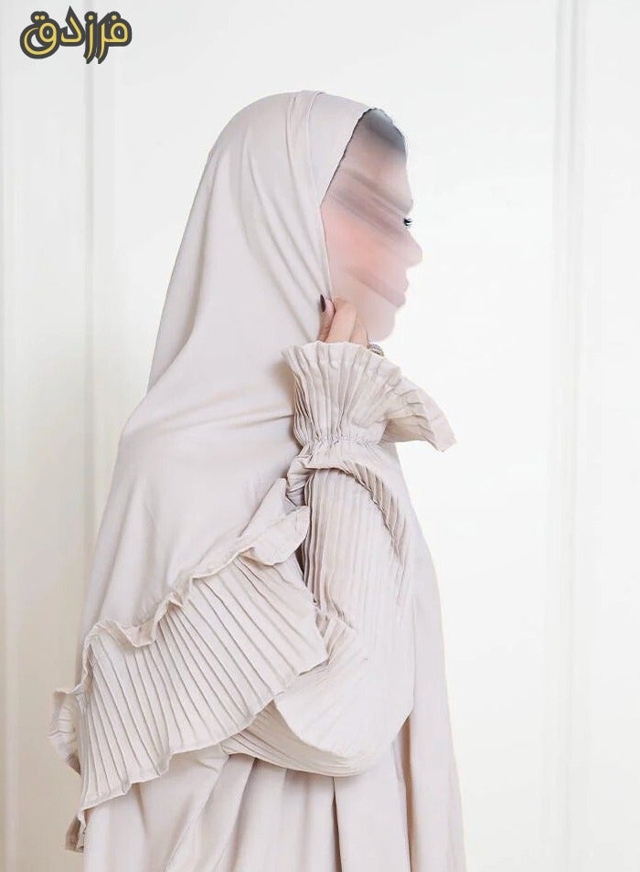فرزدق شرشف صلاة نسائي (كسرات) لون سكري واسع و مريح خامة باردة ممتازة ( مرد ) - Image 1