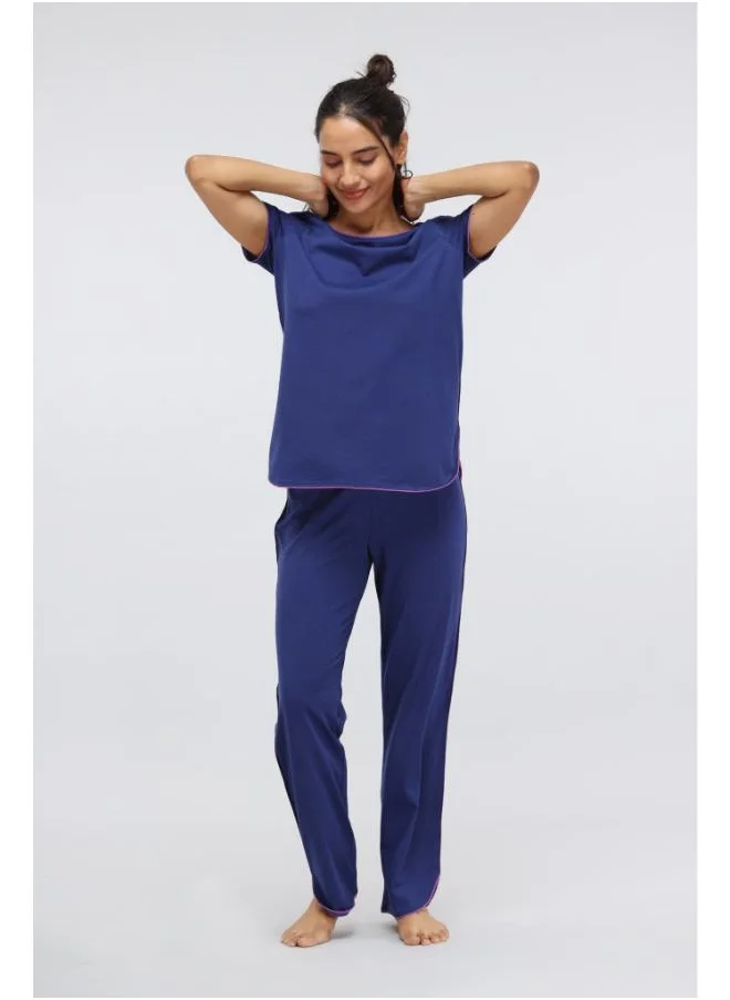 نسيسير Functional Blue Piping Supima Pajama Set
