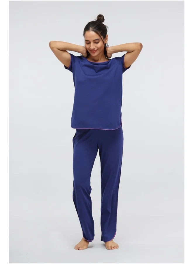 نسيسيرا Functional Blue Piping Supima Pajama Set