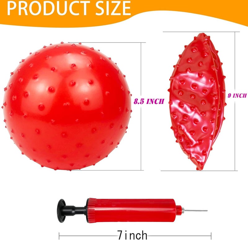 Hymaz 5 Pack Knobby Balls Bulk 9 Inch Sensory Balls Bouncy Balls Sport Toys Spiky Massage Stress Balls  Sensory Toys Balls Party Favors  Stocking Stuffers for Kids Toddlers Fun Beach Ball with Pump - Image 4
