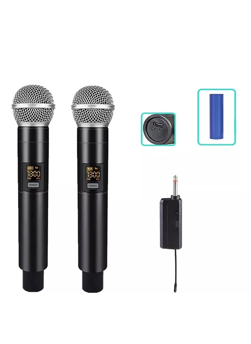 Generic - Wireless Microphone  UHF Cordless Dual Handheld Dynamic Mic Set With Rechargeable Receiver For Karaoke Party Voice Amplifier Singing Machine - Image 1