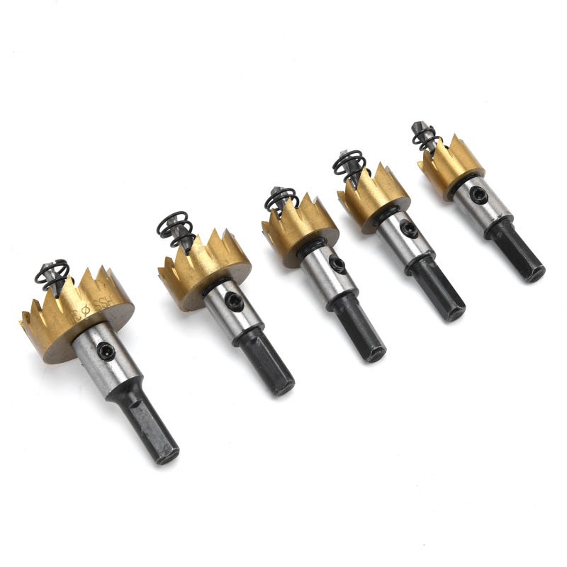 Carbide Teeth Hole Saw Set 5-Piece HSS - Precise Grinding Design Gear Step Guide Bit for Stainless Steel Iron Aluminum Plastic - Image 4
