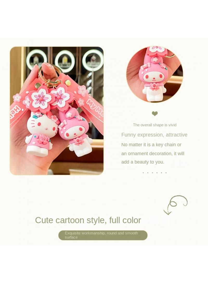 1-Pieces Cartoon Keychain Creative Stylish Keyrings Soft PVC Decoration Car Key Chain Bag Pendant Holder Strap Lanyard Pink-B - Image 5
