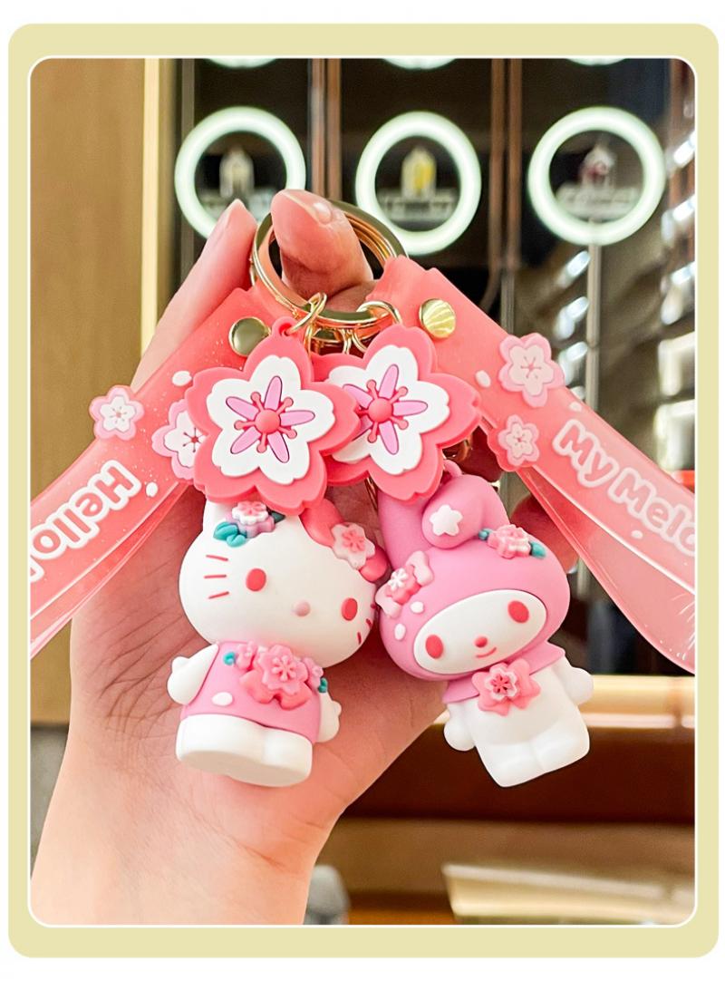 1-Pieces Cartoon Keychain Creative Stylish Keyrings Soft PVC Decoration Car Key Chain Bag Pendant Holder Strap Lanyard Pink-B - Image 2