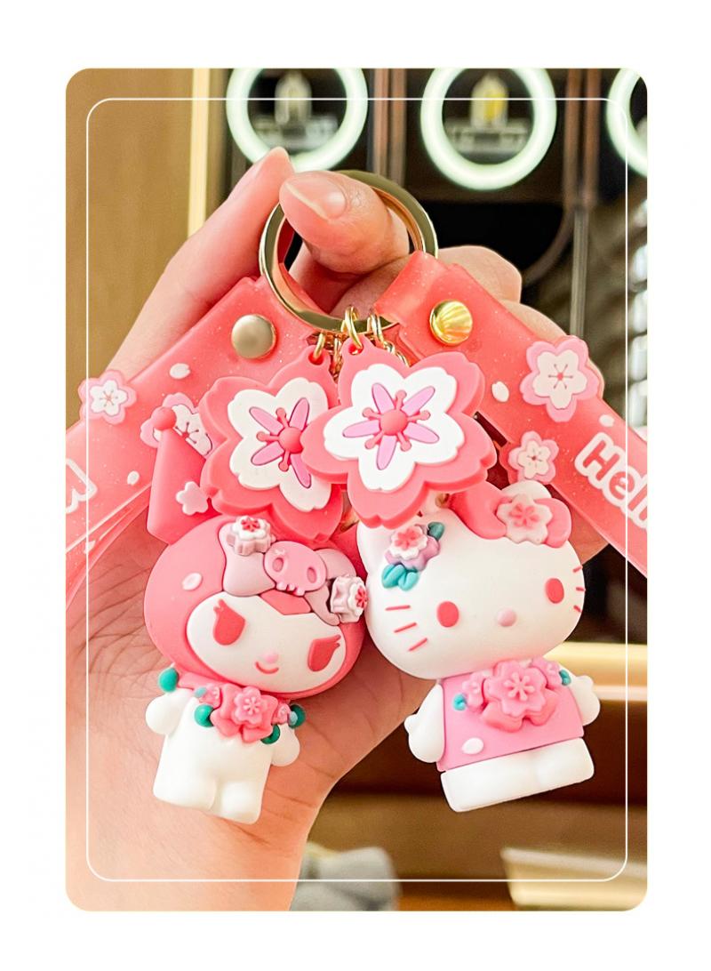 1-Pieces Cartoon Keychain Creative Stylish Keyrings Soft PVC Decoration Car Key Chain Bag Pendant Holder Strap Lanyard Pink-B - Image 3