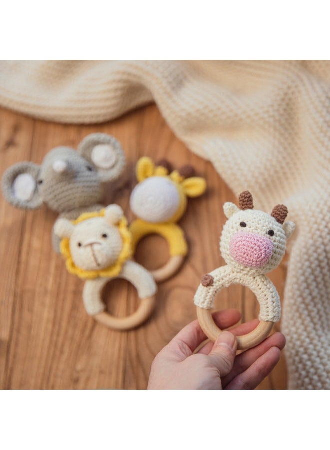 0-1 Year Old Baby Crochet Animal Rattle Baby Can Chew Knitted Animal Doll Comfort Toy-Colour:Trumpet Lion - Image 4