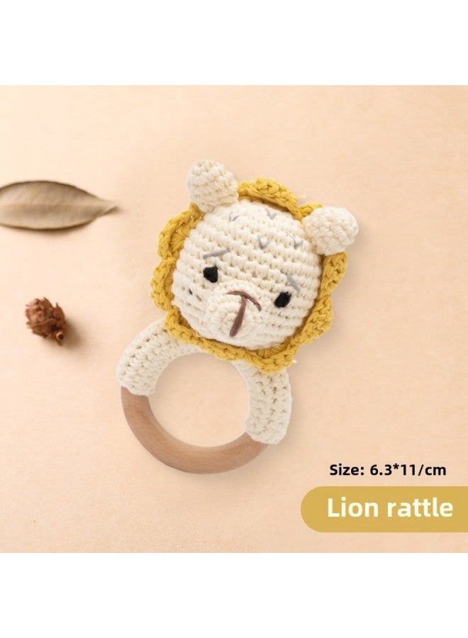 0-1 Year Old Baby Crochet Animal Rattle Baby Can Chew Knitted Animal Doll Comfort Toy-Colour:Trumpet Lion - Image 1