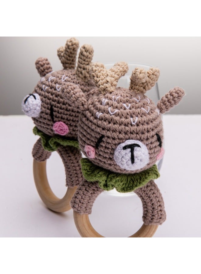 0-1 Year Old Baby Crochet Animal Rattle Baby Can Chew Knitted Animal Doll Comfort Toy-Colour:Trumpet Lion - Image 5