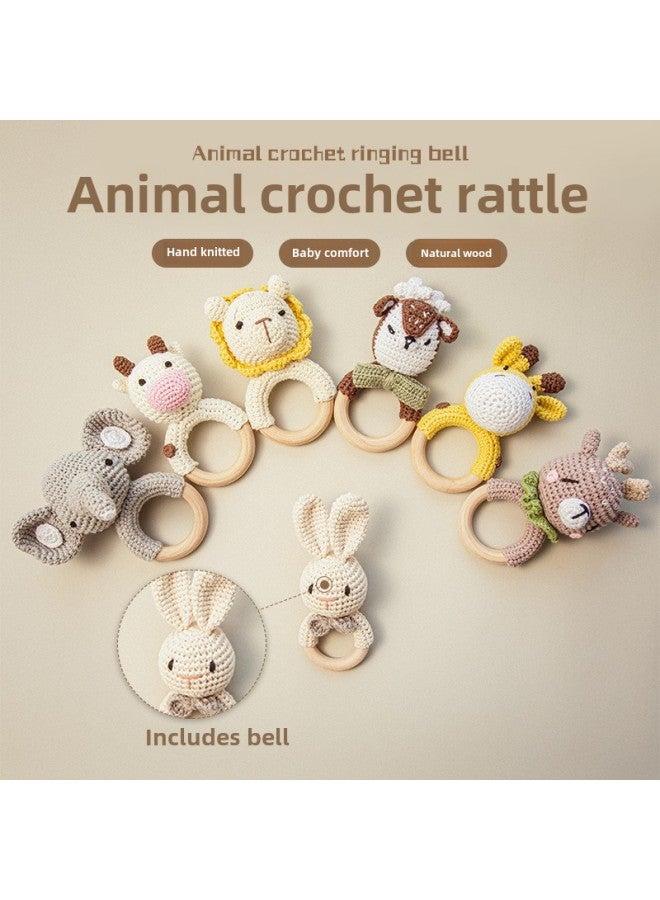 0-1 Year Old Baby Crochet Animal Rattle Baby Can Chew Knitted Animal Doll Comfort Toy-Colour:Trumpet Lion - Image 2