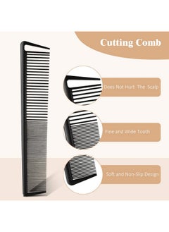 Patelai 3 Pieces Pintail Comb Rat Tail Comb Carbon Fiber Cutting Comb Set Stainless Steel Pintail Comb Teasing Comb Parting Comb Wide And Fine Teeth Comb For Braids Hair Salon Home Supplies Black  - Image 4