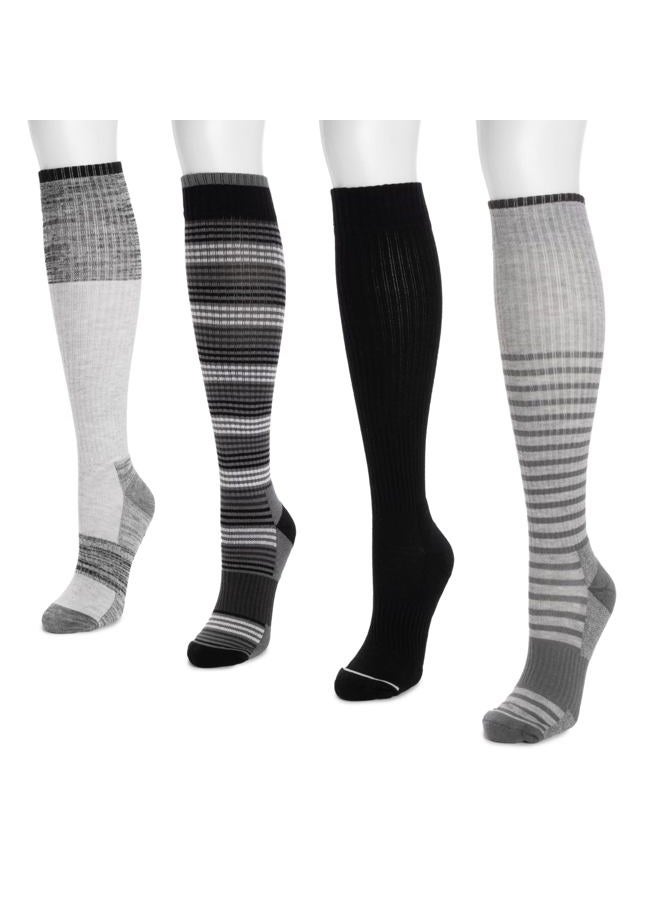MUK LUKS Women's 4 Pack Compression Sock, Ebony/Grey, One size - Image 2