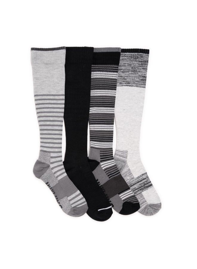 MUK LUKS Women's 4 Pack Compression Sock, Ebony/Grey, One size - Image 1