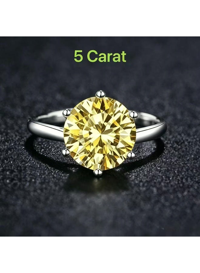 Field 5 Carat Moissanite ring,Yellow ring,Color D,Clarity:VVSI , ,Adjustable Size , Luxury Gift Box - Image 1