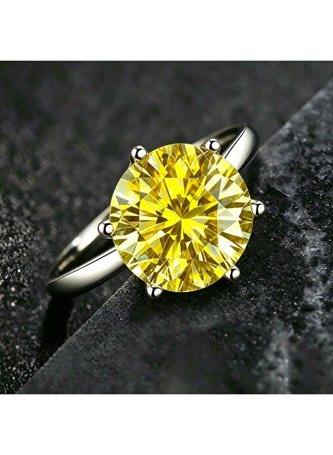 Field 5 Carat Moissanite ring,Yellow ring,Color D,Clarity:VVSI , ,Adjustable Size , Luxury Gift Box - Image 2