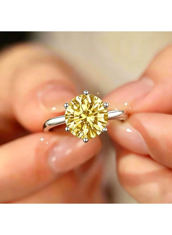 Field 5 Carat Moissanite ring,Yellow ring,Color D,Clarity:VVSI , ,Adjustable Size , Luxury Gift Box - Image 3