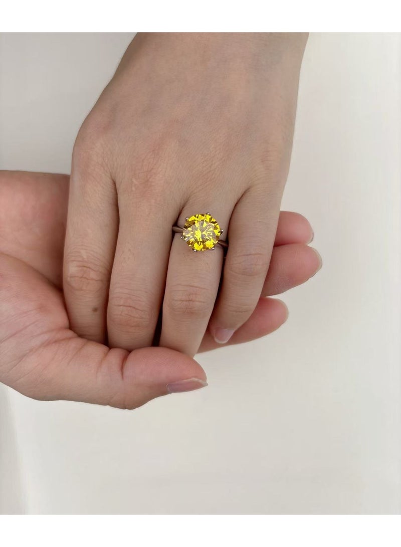 Field 5 Carat Moissanite ring,Yellow ring,Color D,Clarity:VVSI , ,Adjustable Size , Luxury Gift Box - Image 5