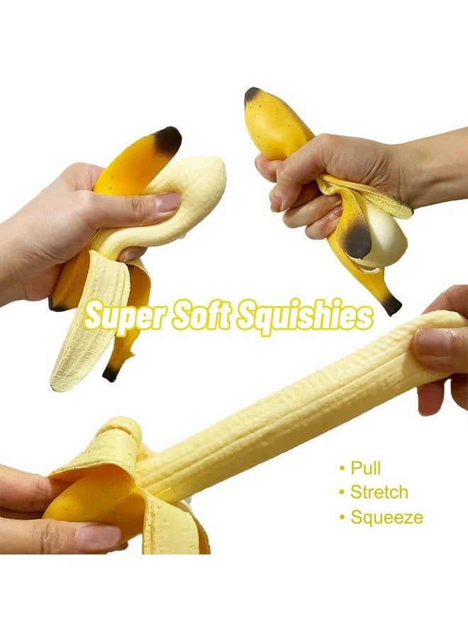 Generic - Pack Of 2 Squishy Banana Toys Simulation Banana Squishy Squeeze Toys, Eutreec Super Soft Stress Relief Spotted Peeled Banana Party Favors For Kids Toy For Boys Girls Adults April Fool Day - Image 1