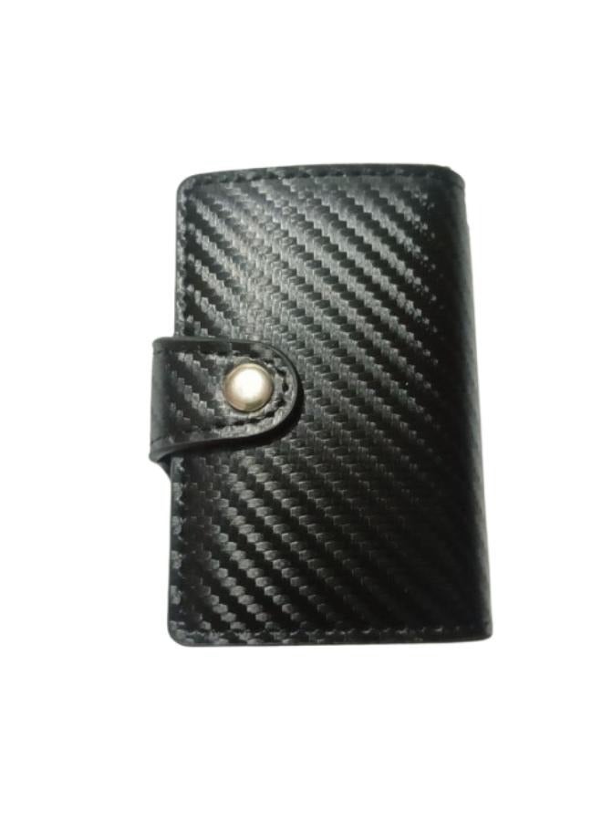 حافظة كروت رفيعة مزودة بنظام حجب تقنية تحديد الهوية بموجات الراديو ، مصنوعة من الجلد والالومنيوم حاملة البطاقات الائتمانية والتجارية للرجال والنساء  جلد ألومنيوم - Image 1