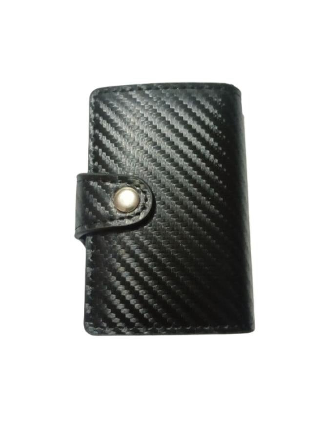 حافظة كروت رفيعة مزودة بنظام حجب تقنية تحديد الهوية بموجات الراديو ، مصنوعة من الجلد والالومنيوم حاملة البطاقات الائتمانية والتجارية للرجال والنساء  جلد ألومنيوم - Image 5