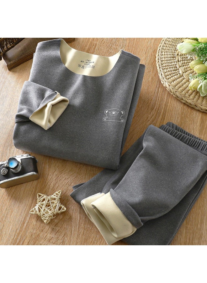 Children's Seamless Thermal Intimates Set Douyin Medium And Large Kidsren German Ab Side Boys And Girls Double-sided Brushed Autumn Clothes And Long Trousers Velvet