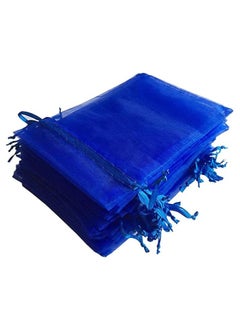 Vitacelli Organza Bags with Drawstrings 7X9 cm Jewelry Pouches Candies Eid Bridal Shower Party Wedding Favor Bags (Royal blue)  - Image 1
