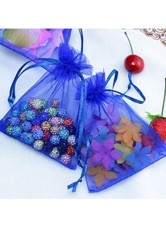 Vitacelli Organza Bags with Drawstrings 7X9 cm Jewelry Pouches Candies Eid Bridal Shower Party Wedding Favor Bags (Royal blue)  - Image 2