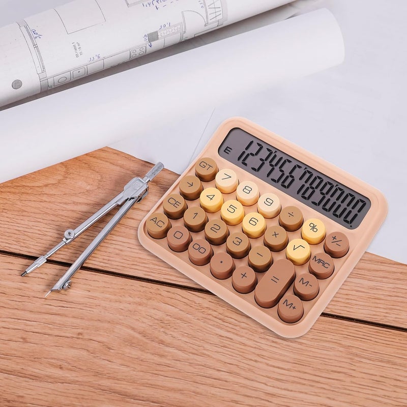 MAGICLULU Color Basic Desk Calculator Large Display Portable Office Calculating Tool for Students and School Use Milk Coffee Color - Image 5