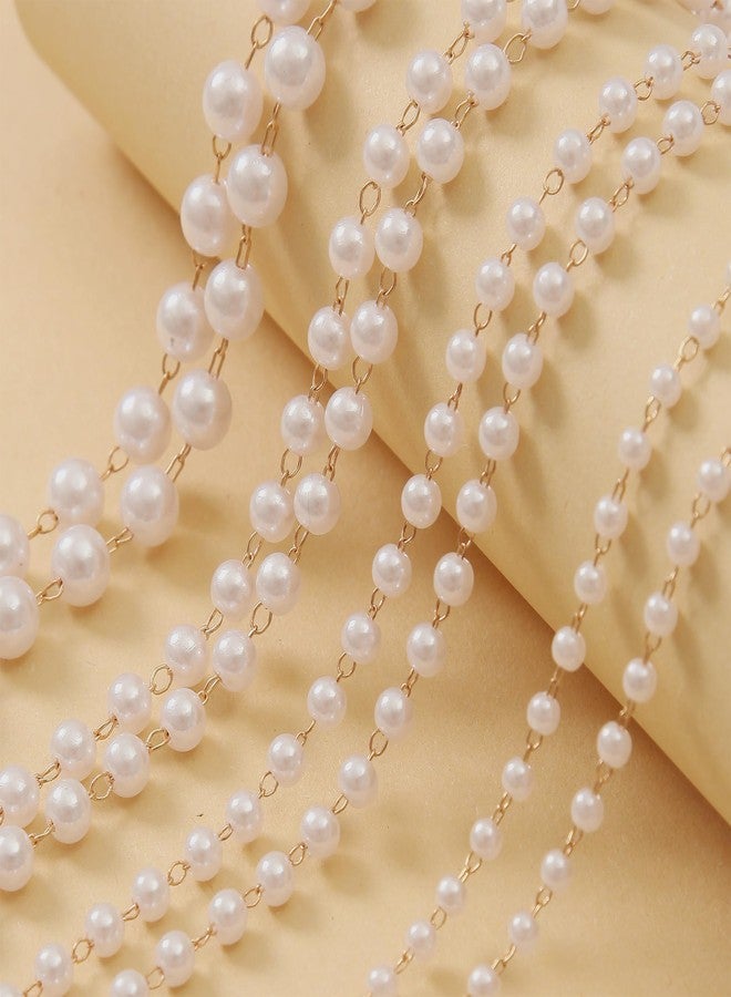 HLTOO 4 Yards Faux Pearl Chain, Gold Stainless Steel Chain Link with Lobster Clasps, for Jewelry Making Craft Supplies Findings (4mm, 5mm, 6mm, 8mm Pearls) - Image 3
