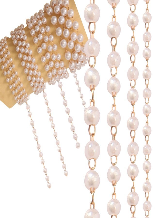 HLTOO 4 Yards Faux Pearl Chain, Gold Stainless Steel Chain Link with Lobster Clasps, for Jewelry Making Craft Supplies Findings (4mm, 5mm, 6mm, 8mm Pearls) - Image 1
