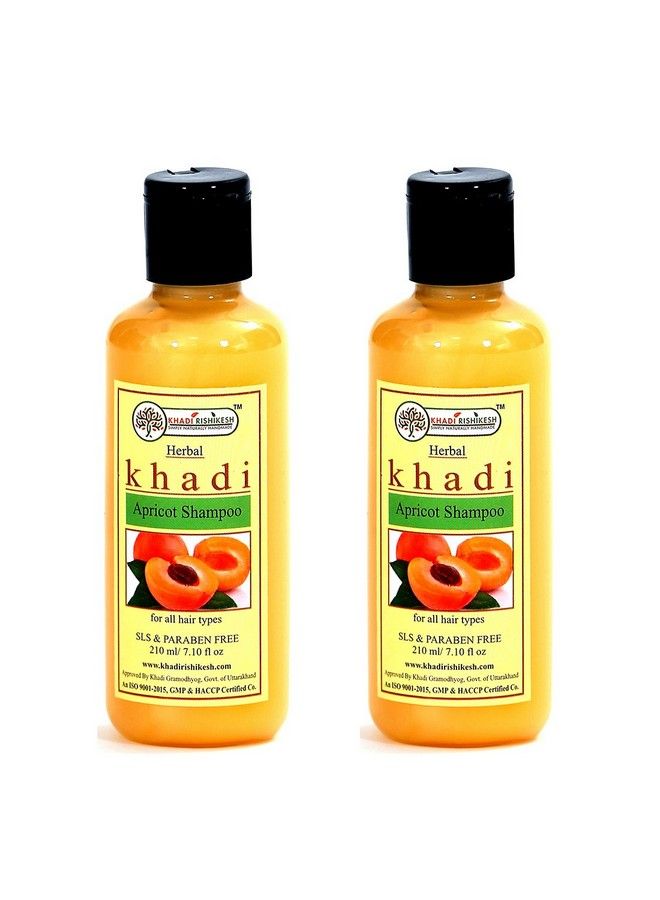KHADI RISHIKESH Herbal Apricot Shampoo Combo Set Pack Of 2 X 210 Ml (420 Ml) - Image 1
