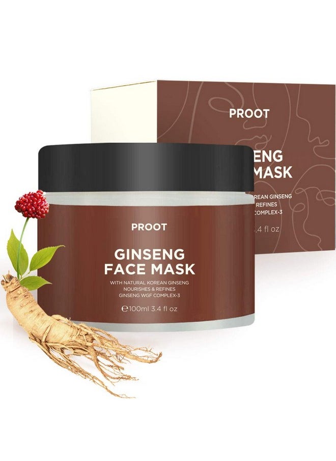 Proot Ginseng Face Mask 52.9% Korean Red Ginseng Extract Skin Rejuvenating Formula For Wrinkles Finelines Firmness And Elasticity Korean Skin Care Vegan Crueltyfree 3.4 Fl. Oz.  - Image 1