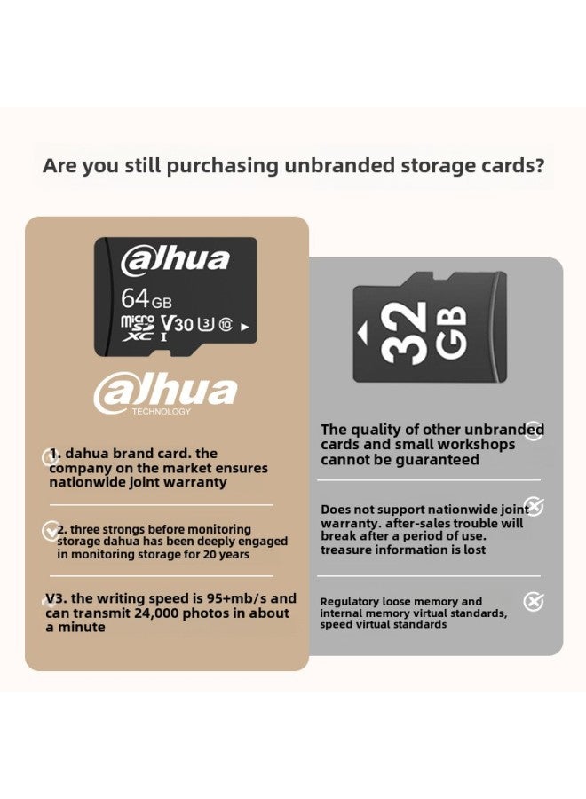 كاميرا مراقبة خاصة ببطاقة ذاكرة داهوا 64 جيجابايت عالية السرعة 128 جيجابايت منتج رقمي TF بطاقة ذاكرة SD - اللون: أسود - السعة: 64 جيجابايت - Image 3