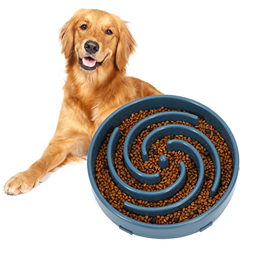WHIPPY Blue Slow Feeder Maze Puzzle Bowl - Large Dog Non Slip Food Feeding Dishes for Medium Dogs, Interactive, Bloat Stop, Choking Prevention, Healthy - Image 1