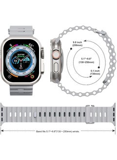 Color Fans Soft Silicone Ocean Sports Strap Compatible Apple Watch 41mm 40mm 38mm for Men Women, Adjustible Watch Band for Apple Watch SE/Series 9/8/7/6/5/4/3/2/1 - Gray  - Image 5