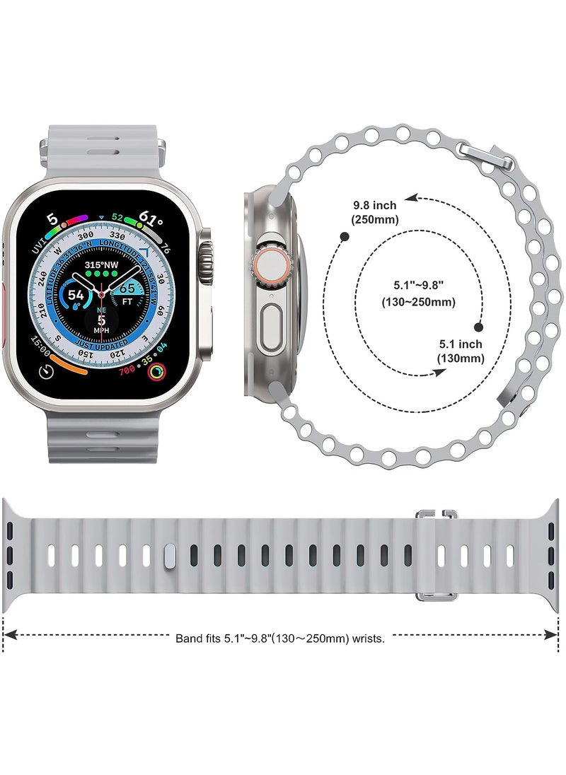 Color Fans - Soft Silicone Ocean Sports Strap Compatible Apple Watch 41mm 40mm 38mm for Men Women, Adjustible Watch Band for Apple Watch SE/Series 9/8/7/6/5/4/3/2/1 - Gray - Image 1