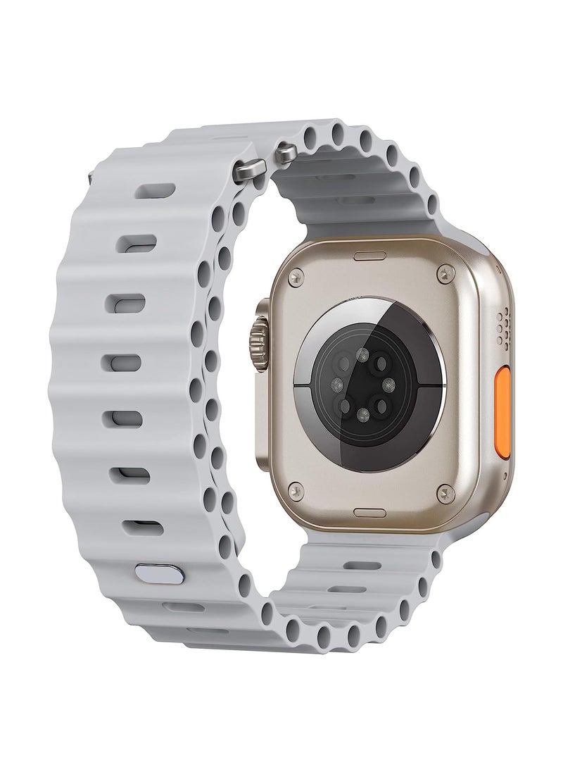 Color Fans - Soft Silicone Ocean Sports Strap Compatible Apple Watch 41mm 40mm 38mm for Men Women, Adjustible Watch Band for Apple Watch SE/Series 9/8/7/6/5/4/3/2/1 - Gray - Image 1