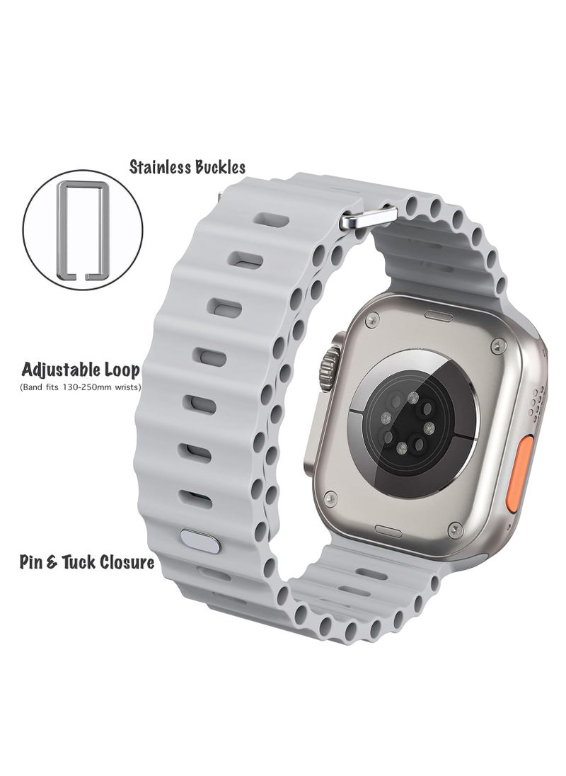 Color Fans - Soft Silicone Ocean Sports Strap Compatible Apple Watch 41mm 40mm 38mm for Men Women, Adjustible Watch Band for Apple Watch SE/Series 9/8/7/6/5/4/3/2/1 - Gray - Image 1