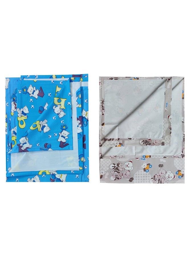 Ecosoft - Plastic Sheetpvc Sheet For Kidsrubber Sheet For Babiesbed Wetting Protector(90 X 135 Cm) (Alphabet Blue & Bear Brown) - Image 1