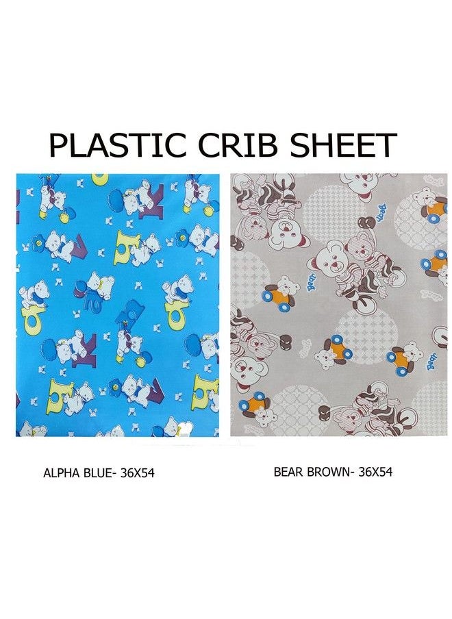 Ecosoft - Plastic Sheetpvc Sheet For Kidsrubber Sheet For Babiesbed Wetting Protector(90 X 135 Cm) (Alphabet Blue & Bear Brown) - Image 1
