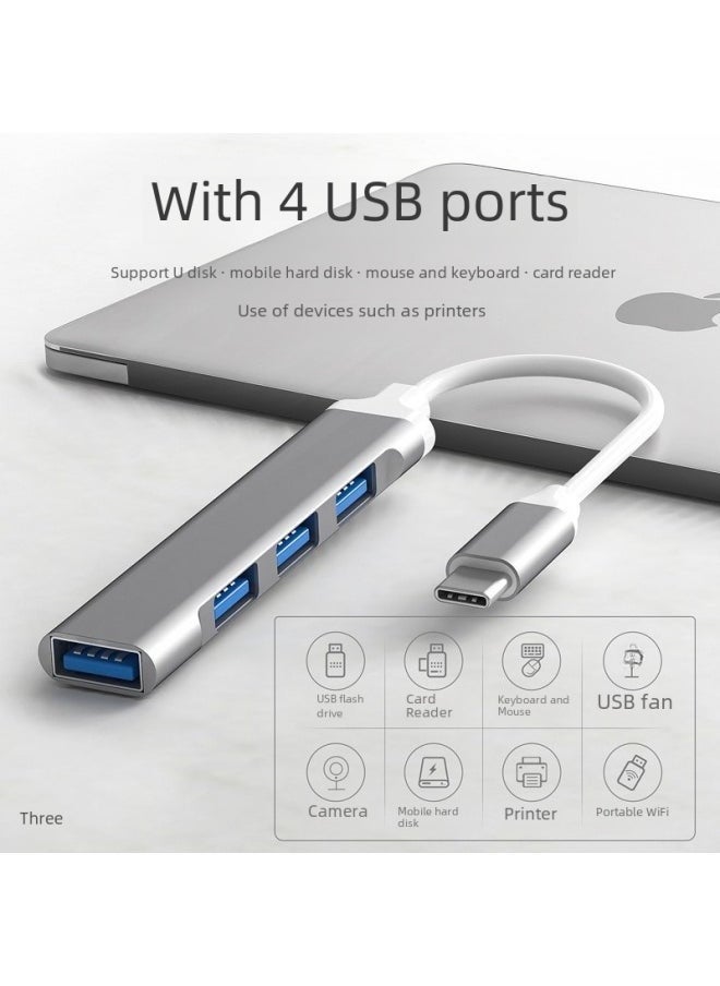 Generic - 3.0usb Type-c Hub Splitter Dock 4-in-1 Otg Usb Hub Adapter Converter Hot Sale Usb Flash Drive-Number Of Interfaces:Apple Expand Dock Gray (with Charging Port) - Image 1