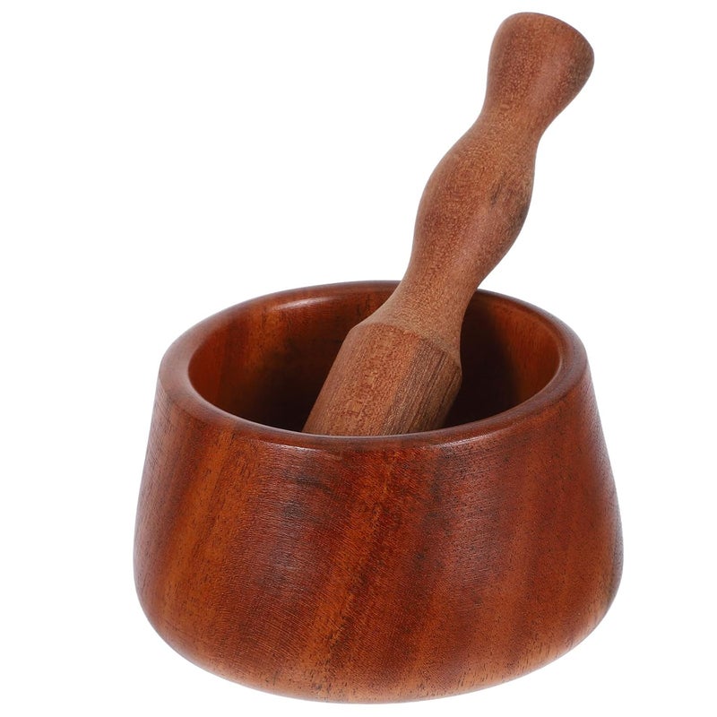 Ebony Wood Pestle Mortar Garlic Crusher Handheld Spice Grinder Kitchen Tool - Image 1