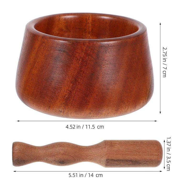 Ebony Wood Pestle Mortar Garlic Crusher Handheld Spice Grinder Kitchen Tool - Image 2